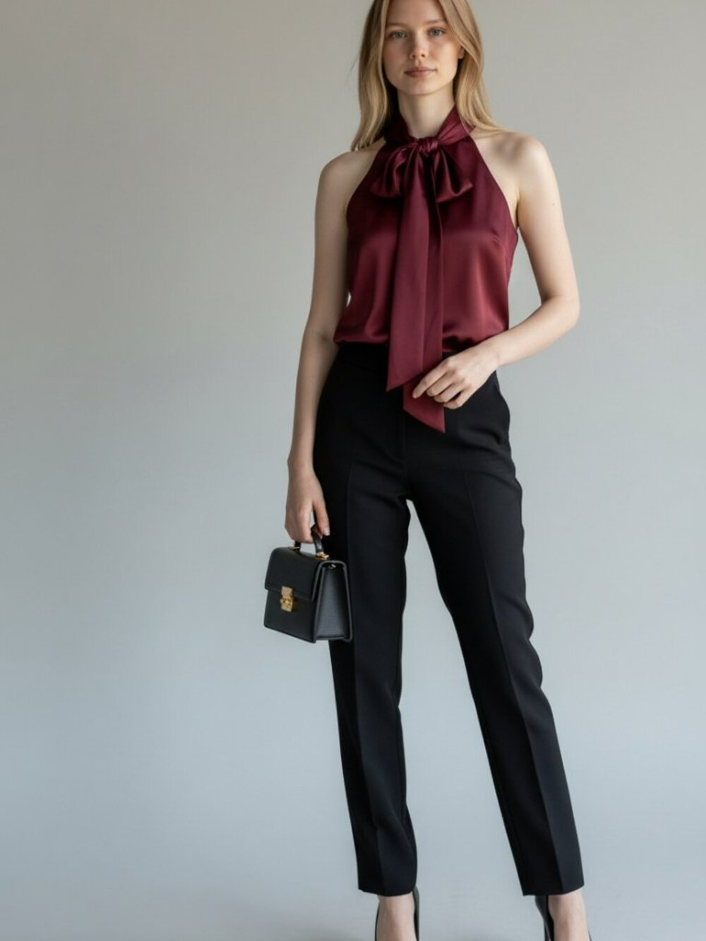 Ann Taylor Burgundy Sleeveless Halter Tie-Neck Dress - Small